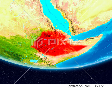 Satellite View Of Ethiopia Satellite View Of Ethiopia In Red - Stock Illustration [45472199] - Pixta