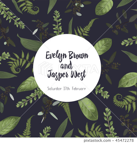 Wedding floral invitation, invite card. Vector  45472278