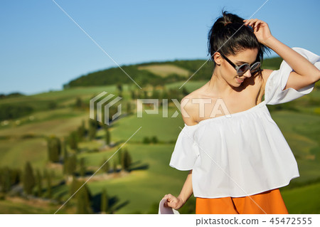 Woman in Tuscany. Italian holiday Woman in Tuscany. Italian holiday 45472555