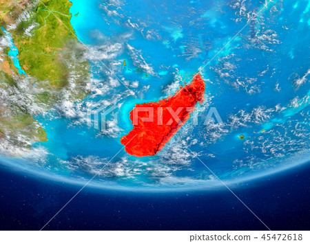 Madagascar on globe from space Madagascar on globe from space 45472618