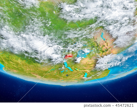Rwanda on globe from space Rwanda on globe from space 45472621