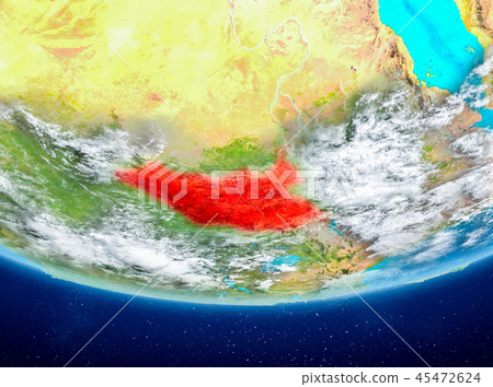South Sudan on globe from space South Sudan on globe from space 45472624