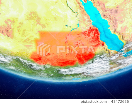 Sudan on globe from space Sudan on globe from space 45472626