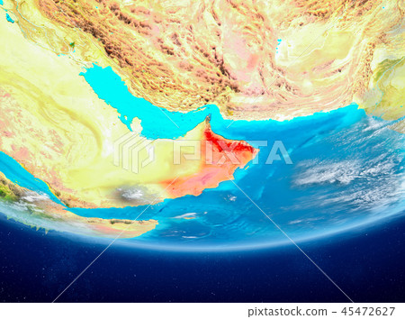 Oman on globe from space 45472627
