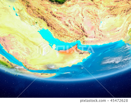 United Arab Emirates on globe from space United Arab Emirates on globe from space 45472628