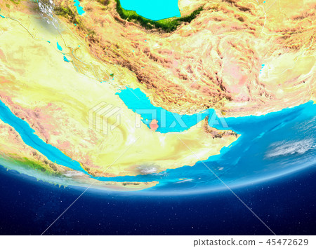 Qatar on globe from space Qatar on globe from space 45472629