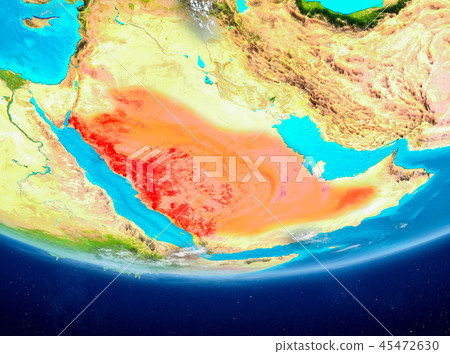 Saudi Arabia on globe from space Saudi Arabia on globe from space 45472630