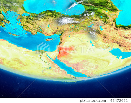 Jordan on globe from space 45472631