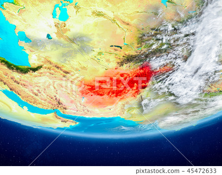 Afghanistan on globe from space Afghanistan on globe from space 45472633