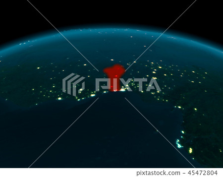 Orbit view of Benin at night 45472804