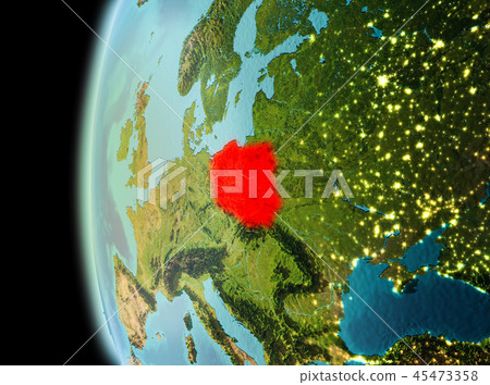 Evening view of Poland on Earth Evening view of Poland on Earth 45473358