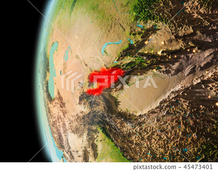Evening view of Kyrgyzstan on Earth Evening view of Kyrgyzstan on Earth 45473401