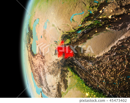 Evening view of Tajikistan on Earth Evening view of Tajikistan on Earth 45473402