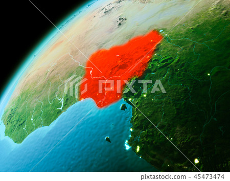Nigeria from space in evening Nigeria from space in evening 45473474