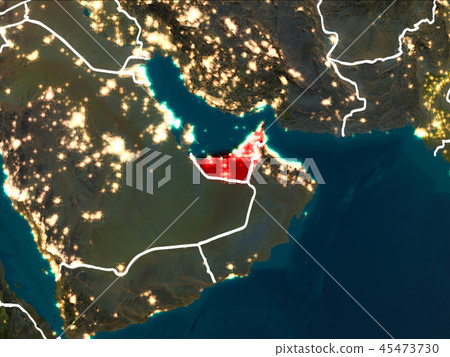 Map of United Arab Emirates at night Map of United Arab Emirates at night 45473730