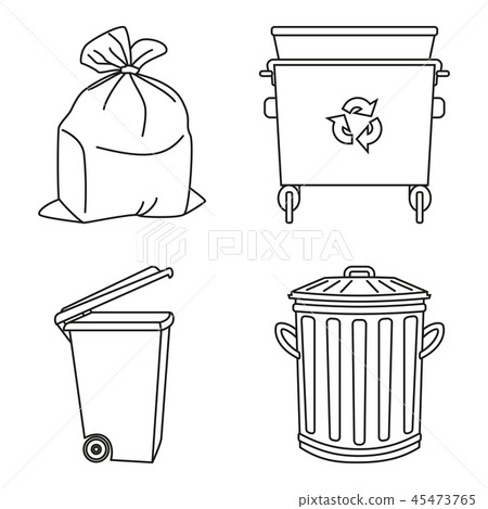 Line art black and white garbage collection Line art black and white garbage collection 45473765