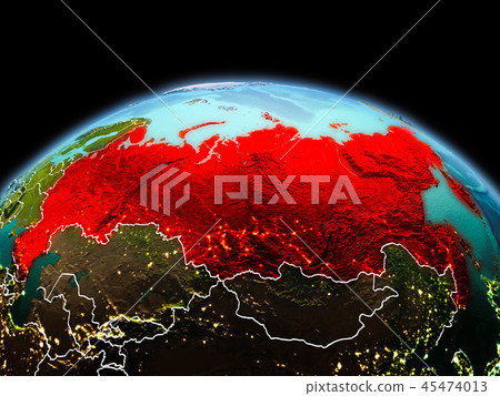 Russia On Globe