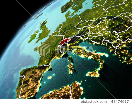 Evening view of Switzerland on Earth Evening view of Switzerland on Earth 45474017