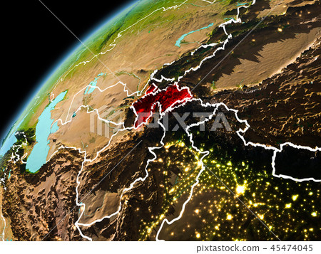 Evening view of Tajikistan on Earth Evening view of Tajikistan on Earth 45474045