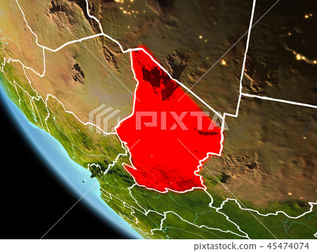 Chad at night on Earth 45474074