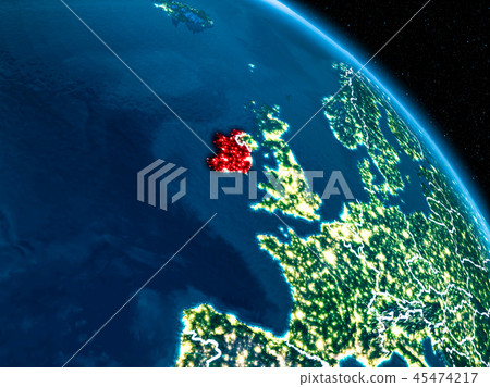 Satellite View Of Ireland Satellite View Of Ireland At Night - Stock Illustration [45474217] - Pixta