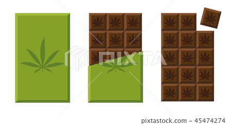 chocolate bar with cannabis in green packaging chocolate bar with cannabis in green packaging 45474274
