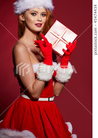 Sexy girl wearing santa claus clothes 45474434
