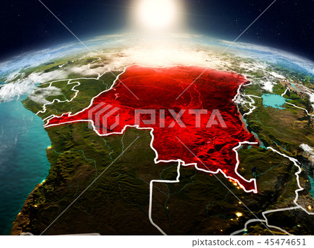 Democratic Republic of Congo in sunrise from orbit Democratic Republic of Congo in sunrise from orbit 45474651