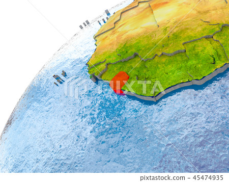Map of Sierra Leone in red on globe 45474935