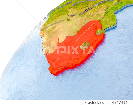 Map of South Africa in red on globe Map of South Africa in red on globe 45474943