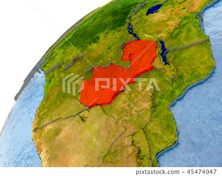 Map of Zambia in red on globe Map of Zambia in red on globe 45474947