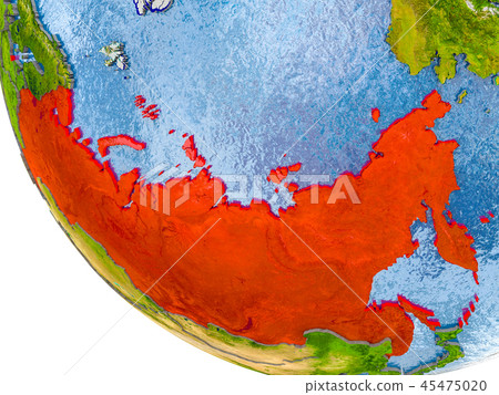 Russia on globe Russia on globe 45475020