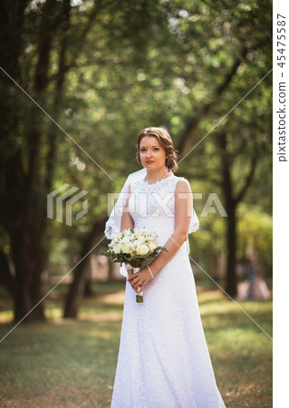 portrait of a young bride with  wedding bouquet 45475587