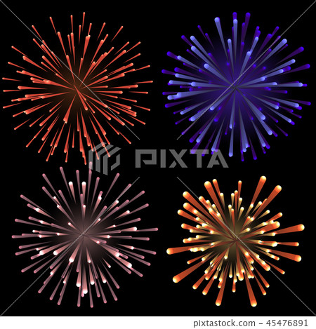 Set of colorful fireworks, element for new year 45476891