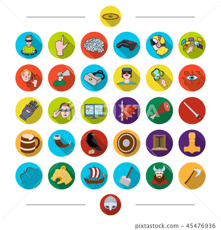 Progress, science, history and other web icon in cartoon style. Hammer, Viking, mask, icons in set 45476936