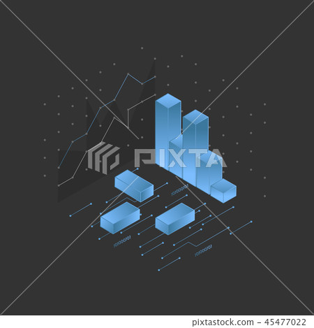 Isometric network connected, gradient, element 45477022