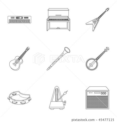 Musical instruments set icons in outline style. Big collection of musical instruments vector symbol 45477115