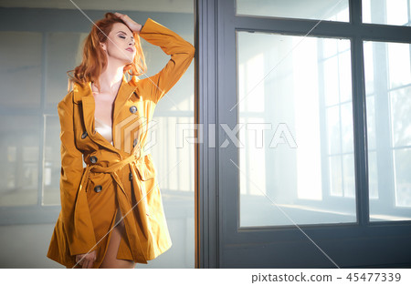 woman in coat. Vintage concept 45477339