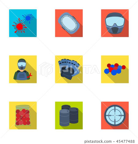 Marker for paintball, equipment, balls and… - Stock Illustration