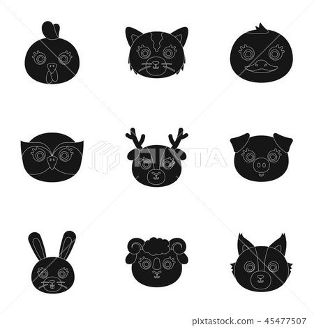 Wild and domestic animals. A set of pictures about animals. Animal muzzle icon in set collection on Wild and domestic animals. A set of pictures about animals. Animal muzzle icon in set collection on 45477507