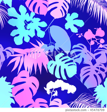 Seamless pattern, background. with tropical plants 45478709