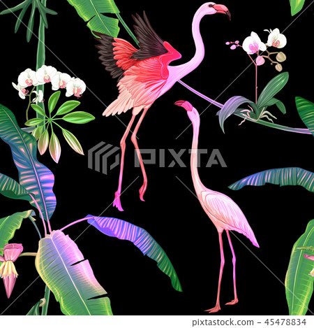 Seamless pattern, background. with tropical plants 45478834