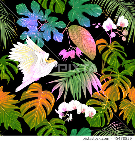 Seamless pattern, background. with tropical plants Seamless pattern, background. with tropical plants 45478839
