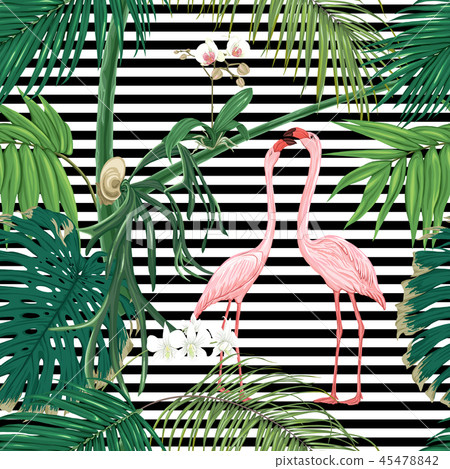 Seamless pattern, background. with tropical plants 45478842