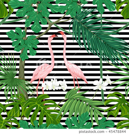 Seamless pattern, background. with tropical plants 45478844