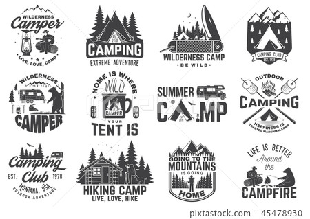 Summer camp. Vector illustration. Concept for shirt or patch, print, stamp. Vintage typography 45478930