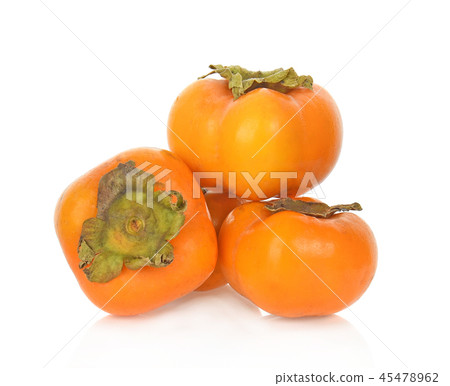 fresh ripe persimmons isolated on white background 45478962
