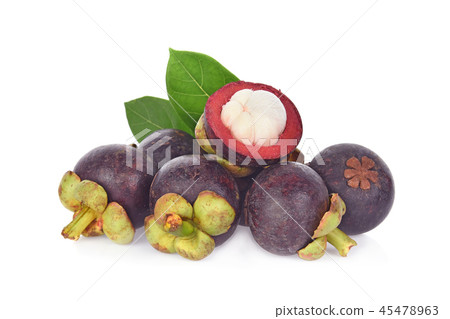 Mangosteen isolated on white background. 45478963
