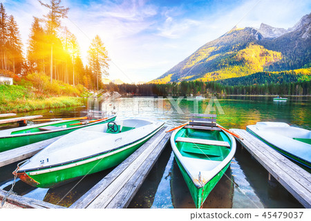 Fantastic autumn evening at Hintersee lake 45479037