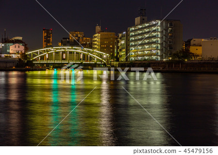 Tokyo Night Sumida River and Hakuen Bridge, Onagi River 45479156